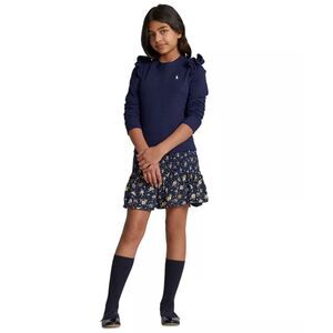 NWOT Polo Ralph Lauren Girls Long Sleeve Floral Fleece Sweatshirt Dress Sz XL 16